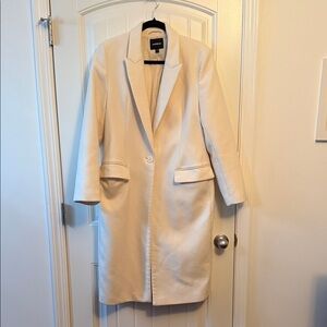 Express Cream Single-Button Long Trench Coat